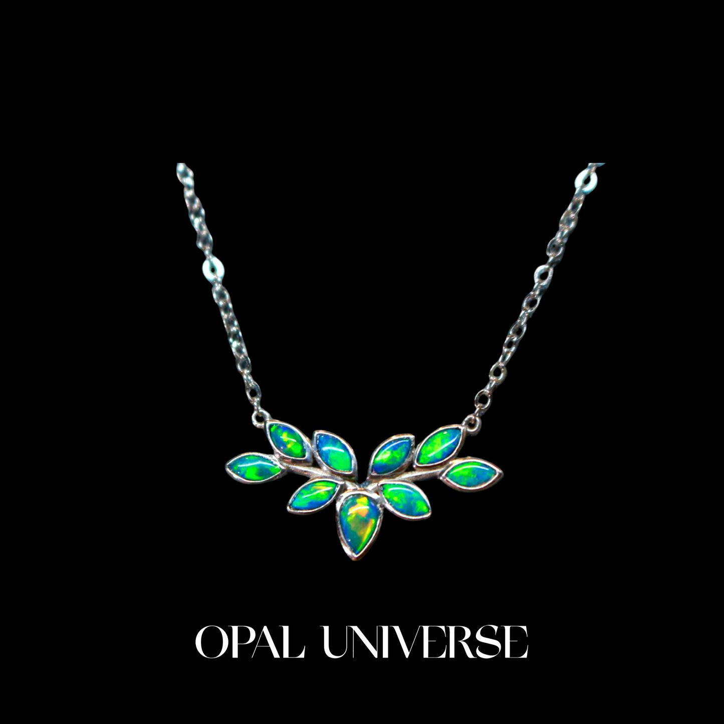 Gold Plated on 925 Silver-Green Deer Crystal Opal Necklace